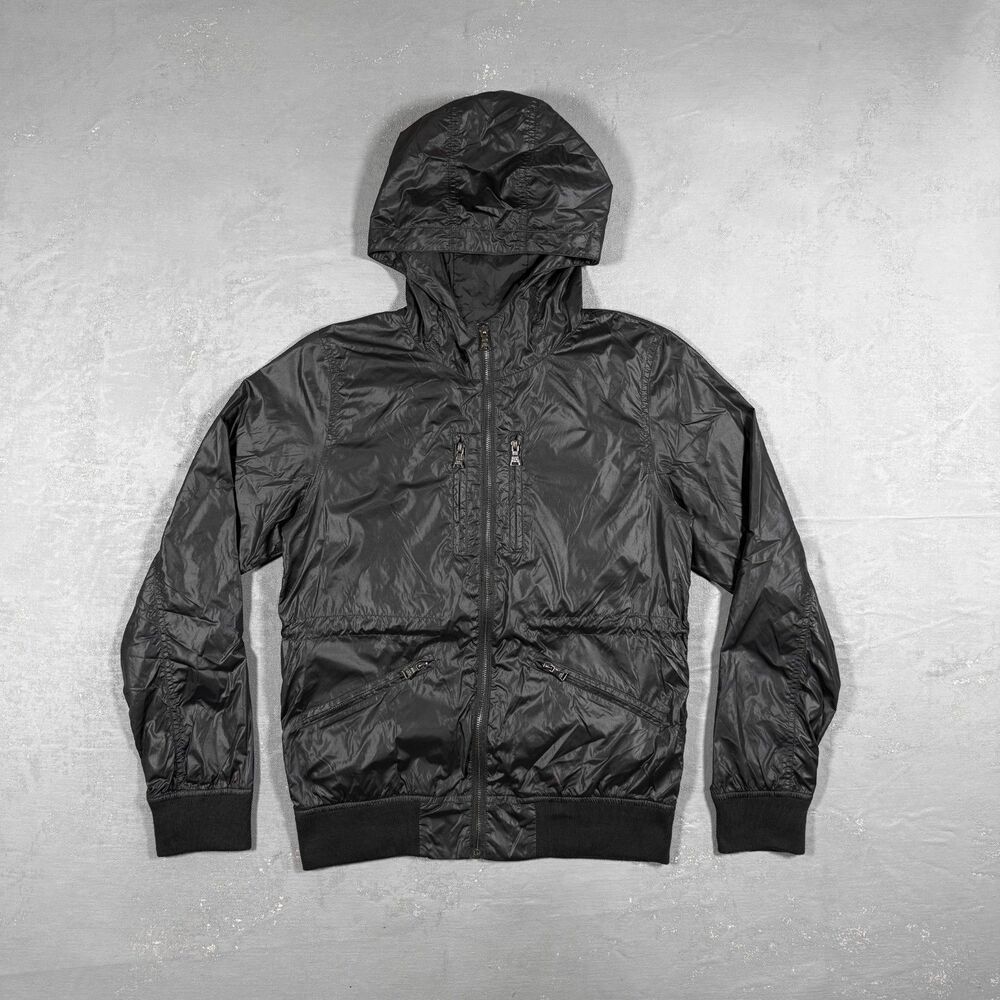 Neil Barrett Hooded Black Windbreaker Jacket Men's It 46, XS-S